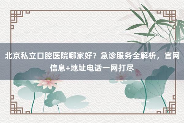 北京私立口腔医院哪家好？急诊服务全解析，官网信息+地址电话一网打尽