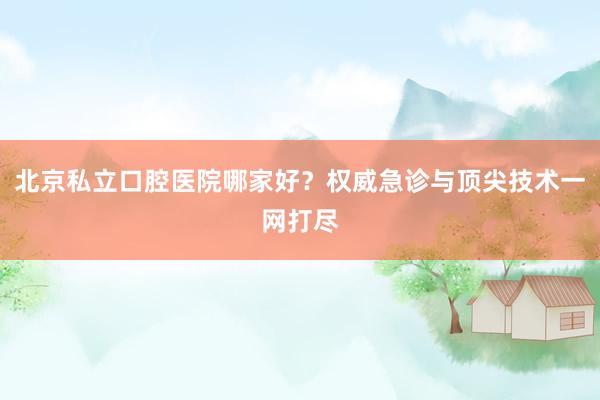北京私立口腔医院哪家好？权威急诊与顶尖技术一网打尽