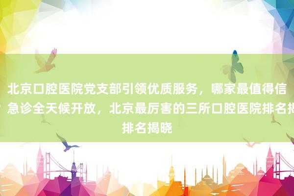 北京口腔医院党支部引领优质服务，哪家最值得信赖？急诊全天候开放，北京最厉害的三所口腔医院排名揭晓